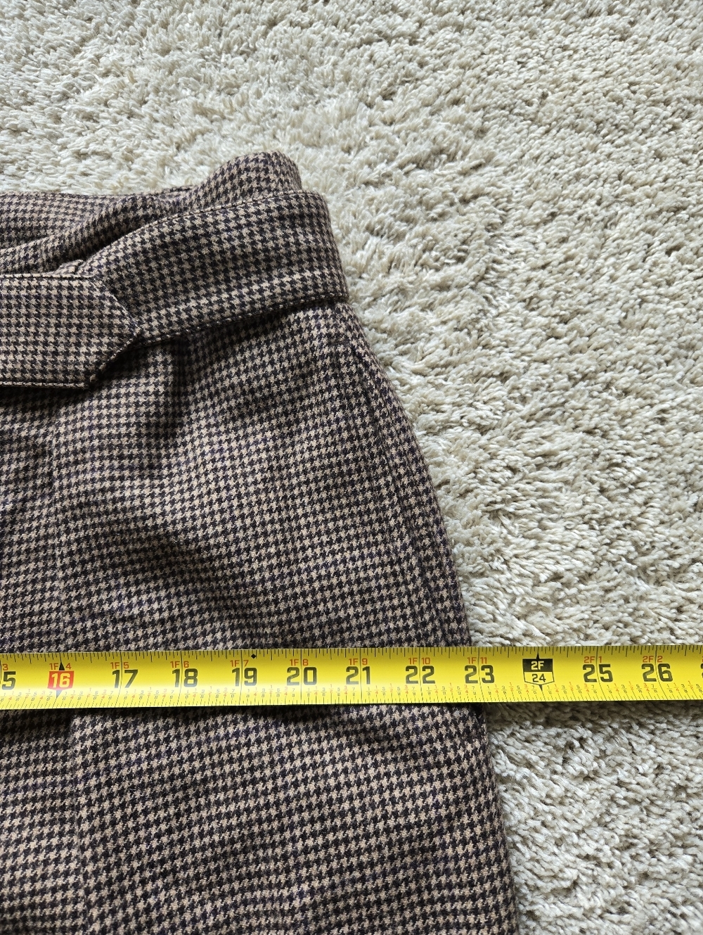 Polo Ralph Lauren Wool Blend Wide Leg Pants Womens 14 Brown Houdstooth Belted - Picture 12 of 12